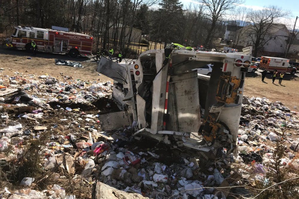 The report says the truck rotated counterclockwise and &nbsp;collided with a railroad signal bungalow next to the track.
