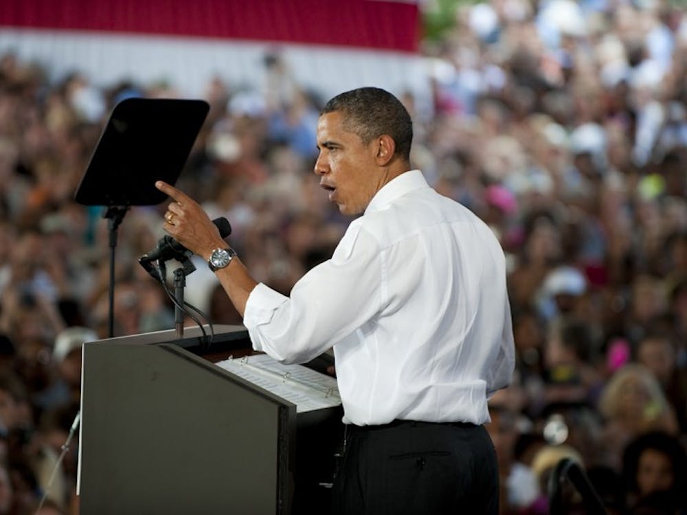President Barack Obama comes to the Charlottesville’s nTelos Wireless Pavilion to ask from support from college-aged students.