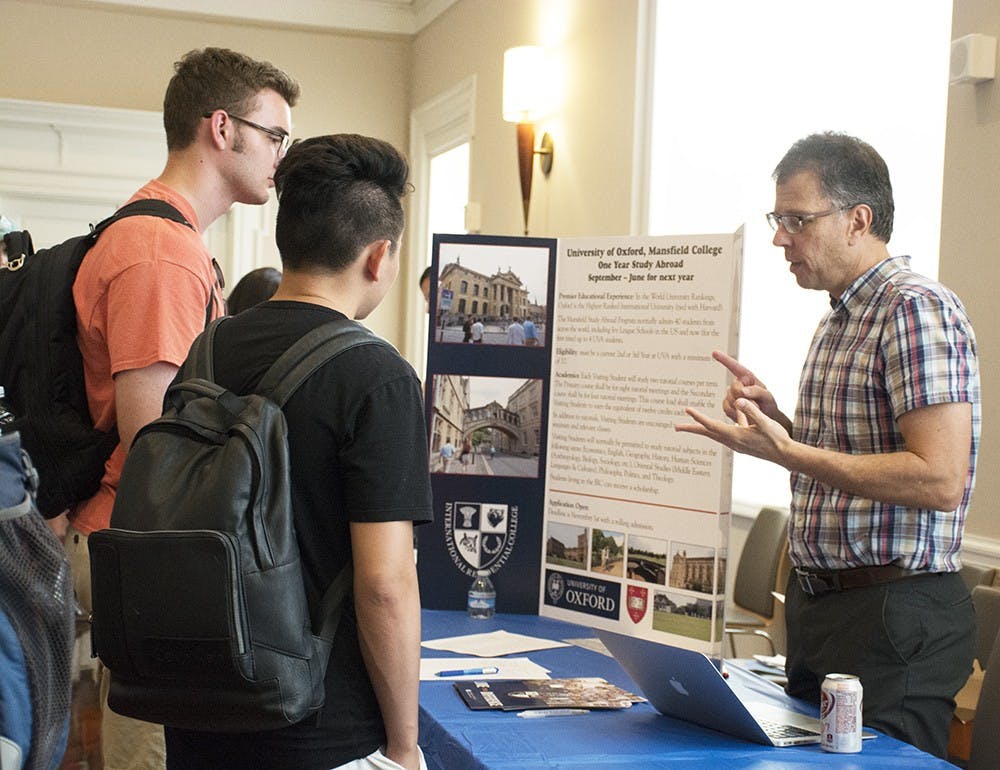 <p>Students interested in studying abroad were able to talk with program coordinators at Wednesday's fair.</p>