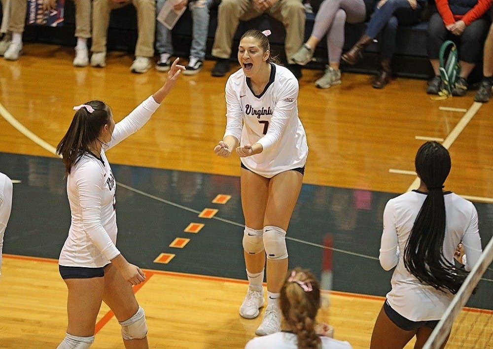 Senior right-side hitter Jelena Novakovic led all Virginia players with 10 kills against Liberty.