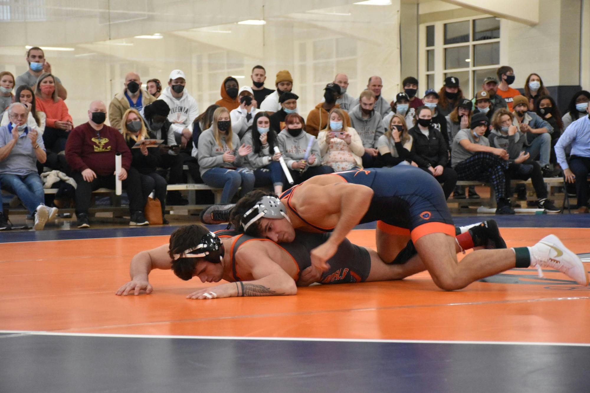 Graduate student Jon Errico posted a strong win at 157 pounds, downing junior Matthew Dallara 4-2.