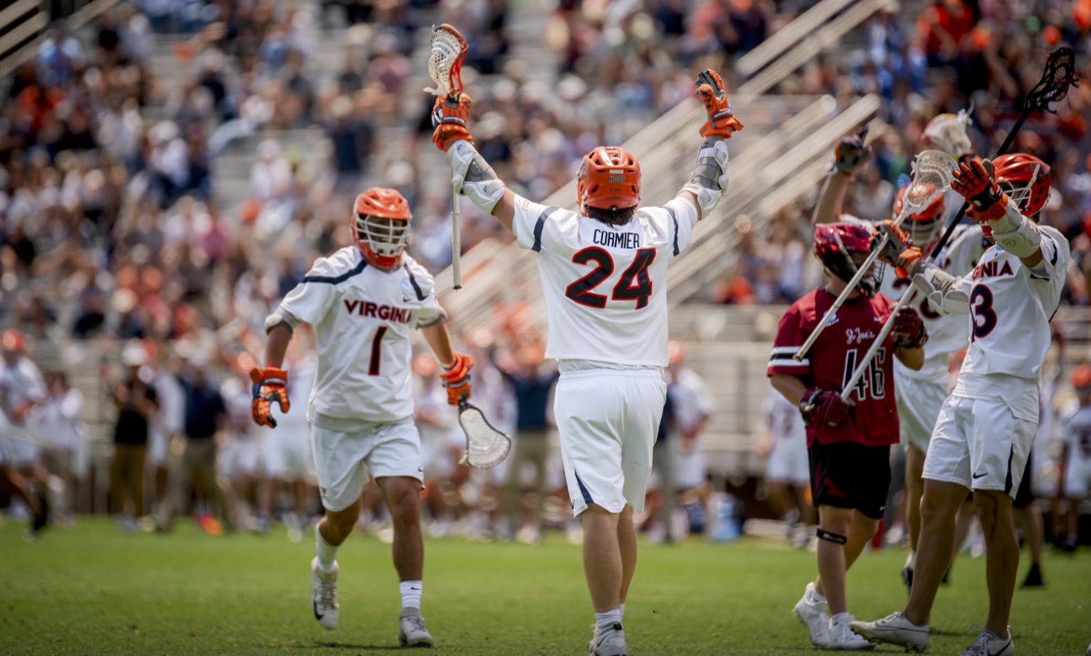 When it went in, Cormier raised two arms in the air and looked toward his teammates and the stands.