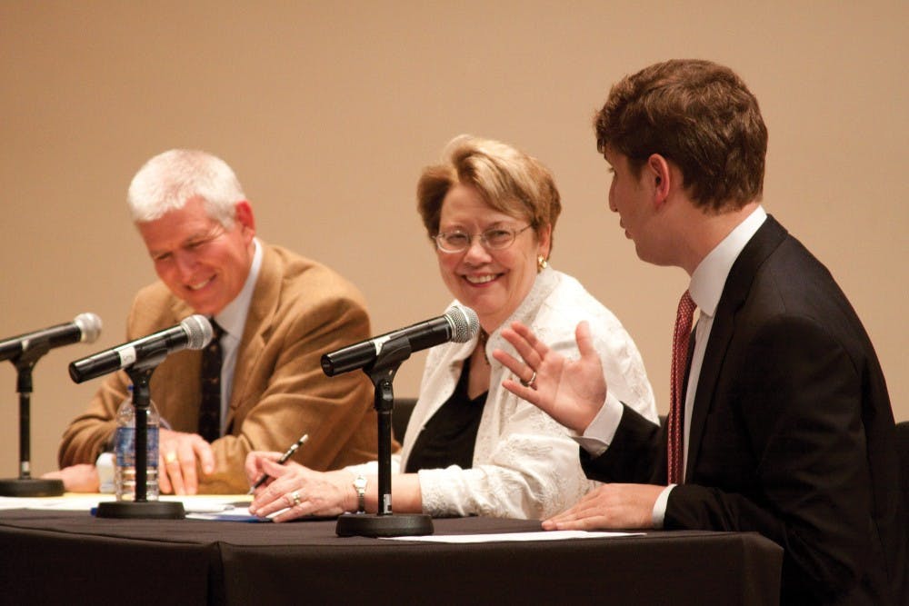 	<p>University President Teresa Sullivan joined faculty members and students in a dialogue hosted by the Honor Committee Tuesday evening to discuss jeopardized “community of trust.”</p>