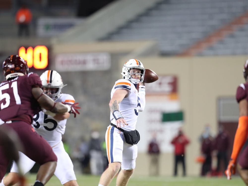 Sophomore quarterback Brennan Armstrong struggled to get anything going on the ground, rushing for just 51 yards on 15 attempts. 