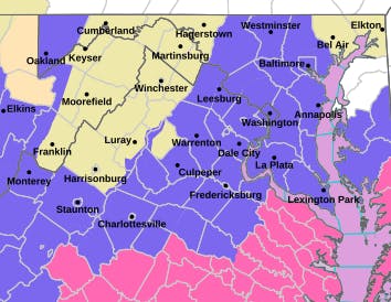 The National Weather Service in Washington and Baltimore issued a Winter Weather Advisory for Albemarle County until 7 p.m. Wednesday evening.