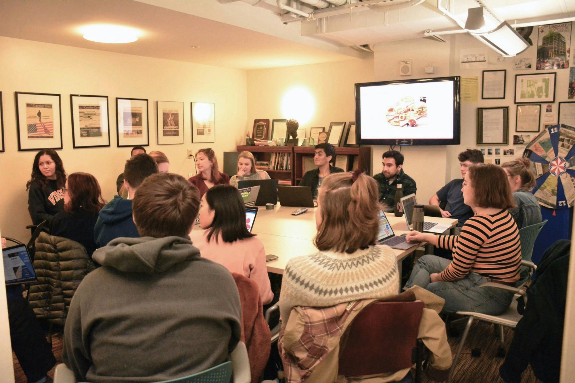 The Junior and Managing Boards of The Cavalier Daily's 131st term met in-person almost daily before working remote due to the pandemic.
(Photo from January 2020)