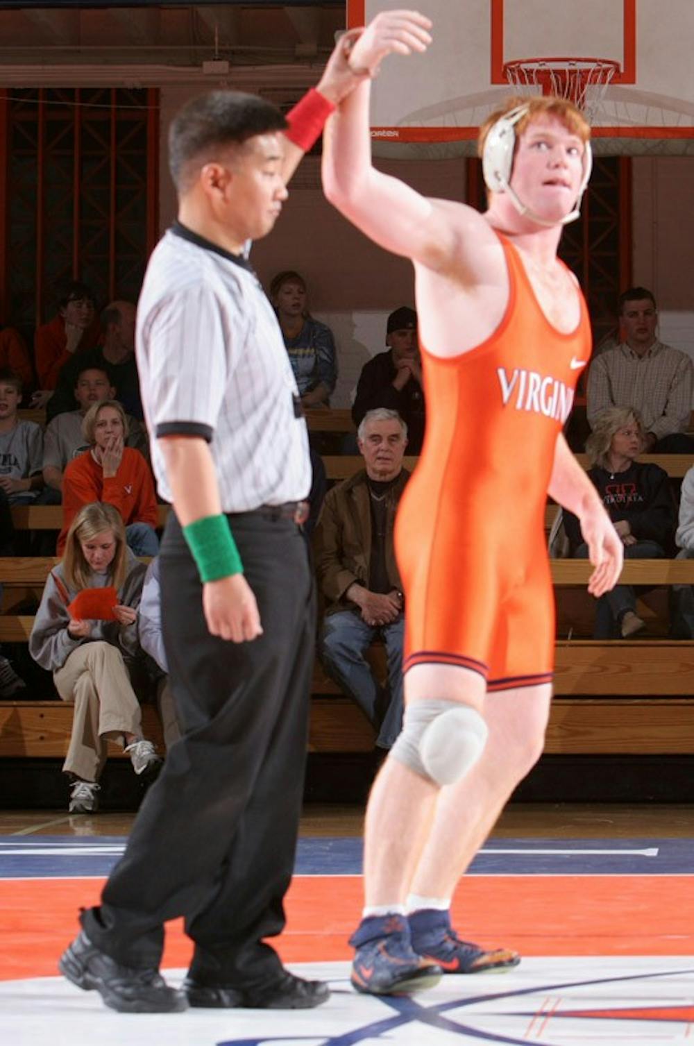 Brent Jones won the 197lb division by forfeit in the meet against UNC.  UVA outscored the Tar Heels 27-10.