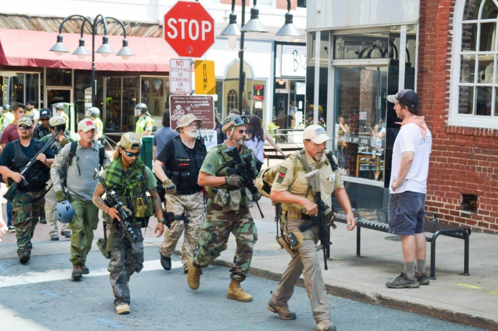 The lawsuit seeks a court order preventing private militia groups from engaging in paramilitary activity in Virginia.