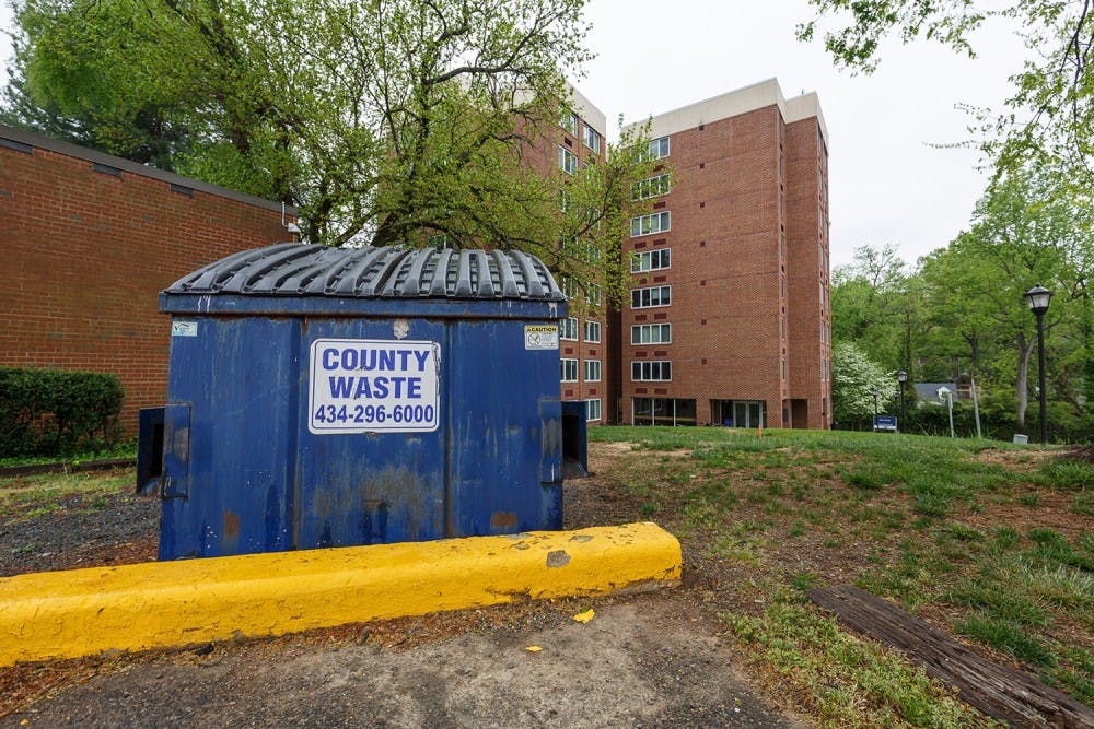 First-year dorm residents are encouraged to bring&nbsp;the recycling out to bins located next to the dumpsters outside of buildings.