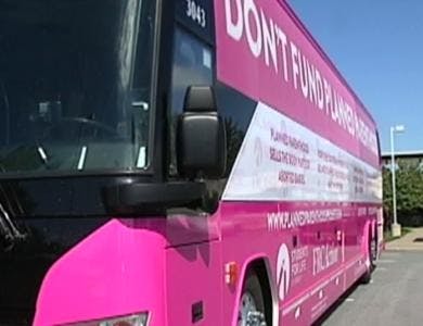 Small pink crosses were planted in the grass at the Amphitheater to represent the 897 abortions carried out by Planned Parenthood each day.