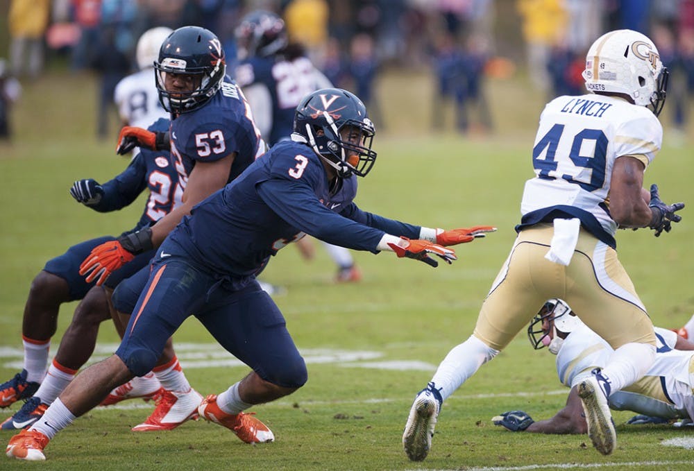 Sophomore Quin Blanding led the Virginia defense with 15 tackles in their 27-21 victory over Georgia Tech.