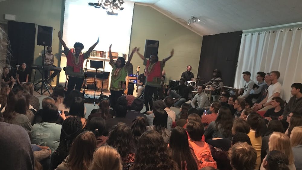 Frequently, audience members danced, sang, clapped and prayed aloud along with the performers. All members of the University community were welcome.