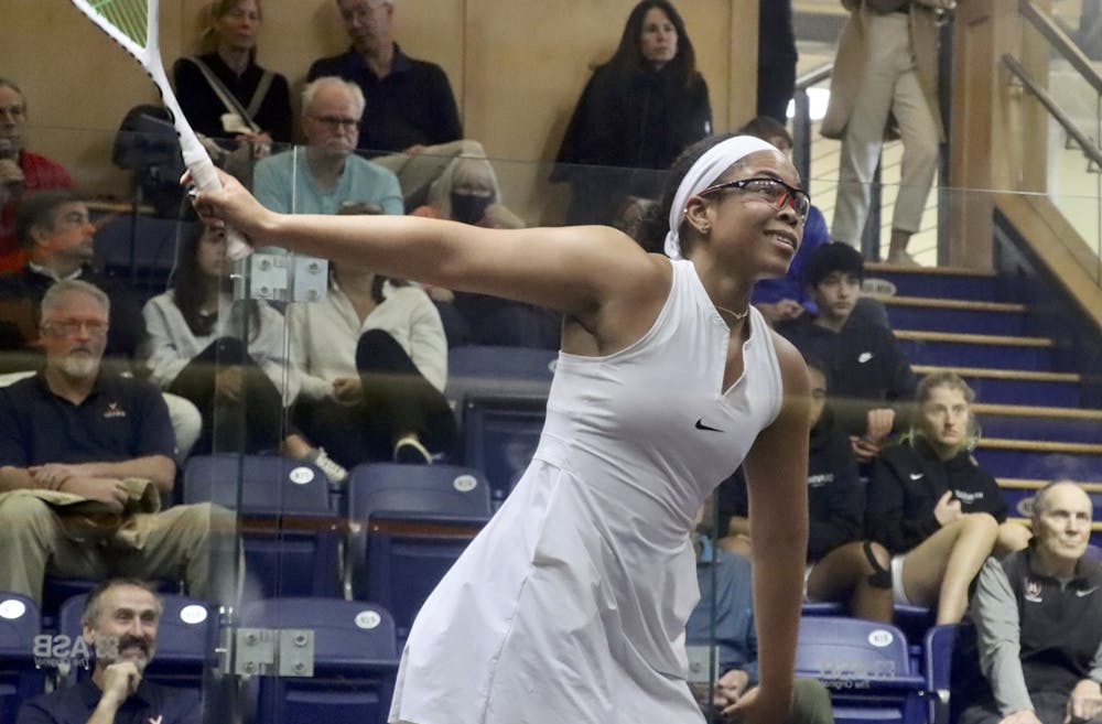 Graduate Meagan Best in action at McArthur Squash Center.