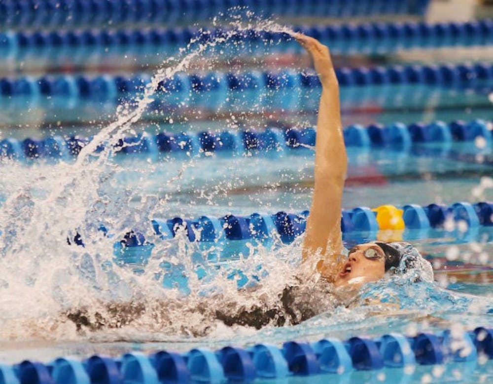 <p>Junior Courtney Bartholomew competed on another level Saturday at the Aquatic and Fitness Center, tying the pool record in the 100-yard backstroke and breaking the pool record in the 200-yard backstroke. Bartholomew also finished second in the 100-yard butterfly.</p>