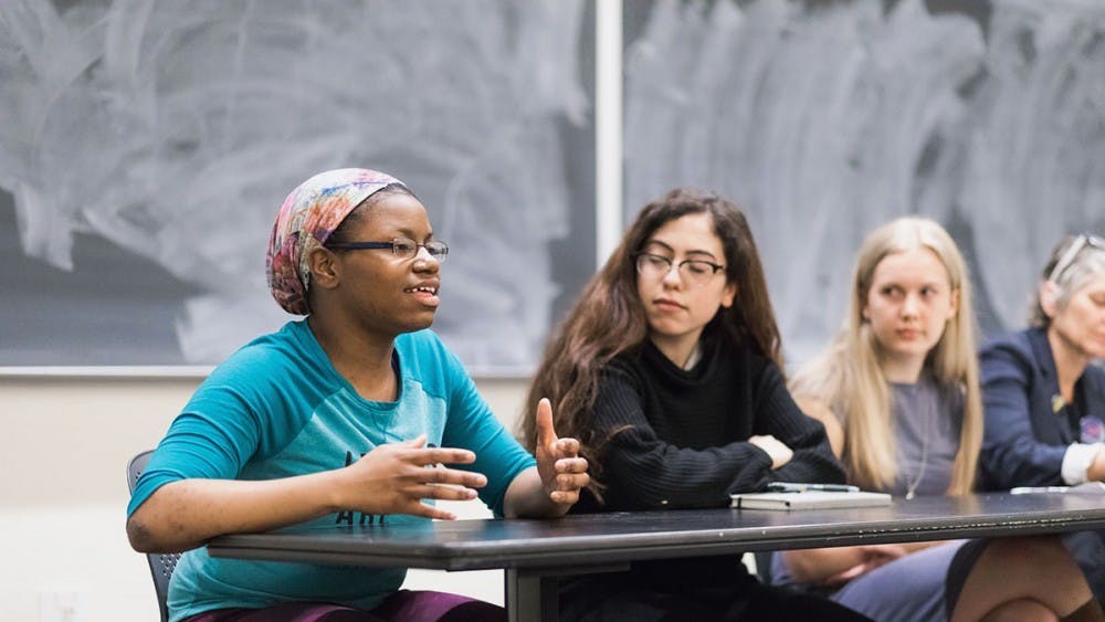 Keiara Price, the newly-elected BSA president and a second-year College student, speaking at a panel on March 19. 