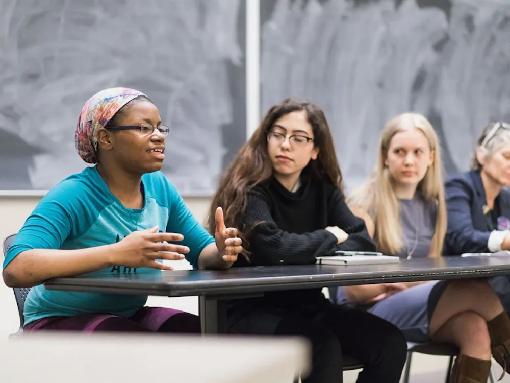 Keiara Price, the newly-elected BSA president and a second-year College student, speaking at a panel on March 19. 