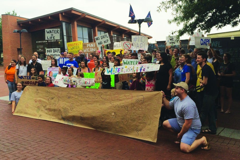 Approximately 65 people attended the solidarity event organized by&nbsp;the Native American Student Union, Showing Up for Racial Justice Charlottesville and the Native American Law Students Association.