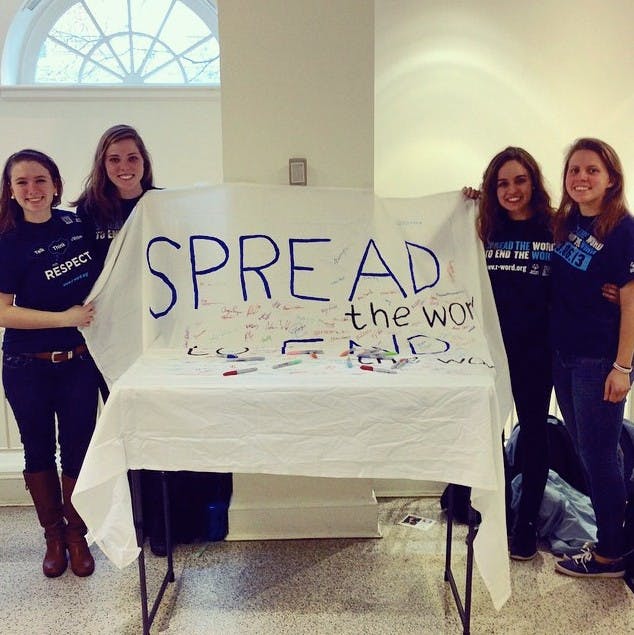 Best Buddies tabled and used social media to organize the Pledge Day held on the Lawn Wednesday.