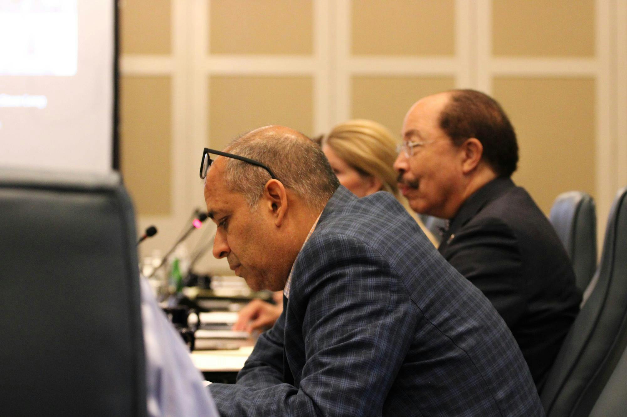 The presidential search committee meets at Boar's Head Resort, Sept. 22, 2025.