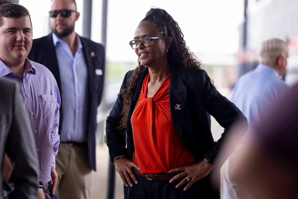 <p>Williams at baseball Coach Chris Pollard's introductory press conference Wednesday.</p>
