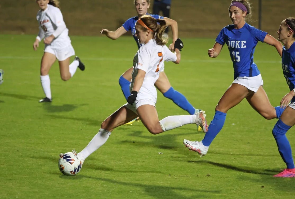Graduate student forward Alexa Spaanstra produced the Cavaliers' only goal of the game Sunday night against Duke.