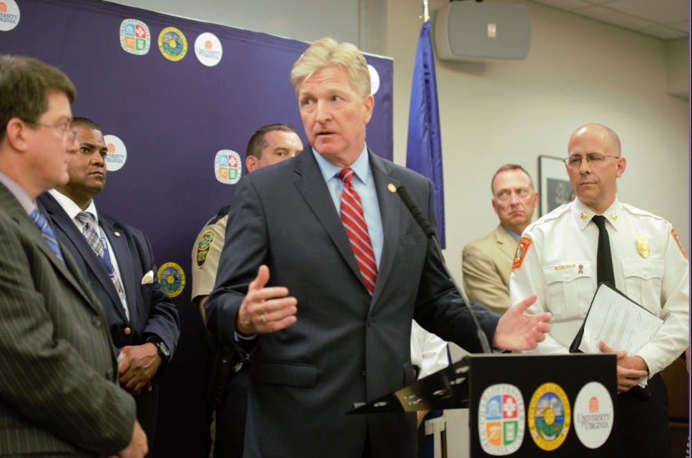 Brian Moran, Virginia Secretary of Public Safety and Homeland Security, speaking at Monday's press conference.&nbsp;