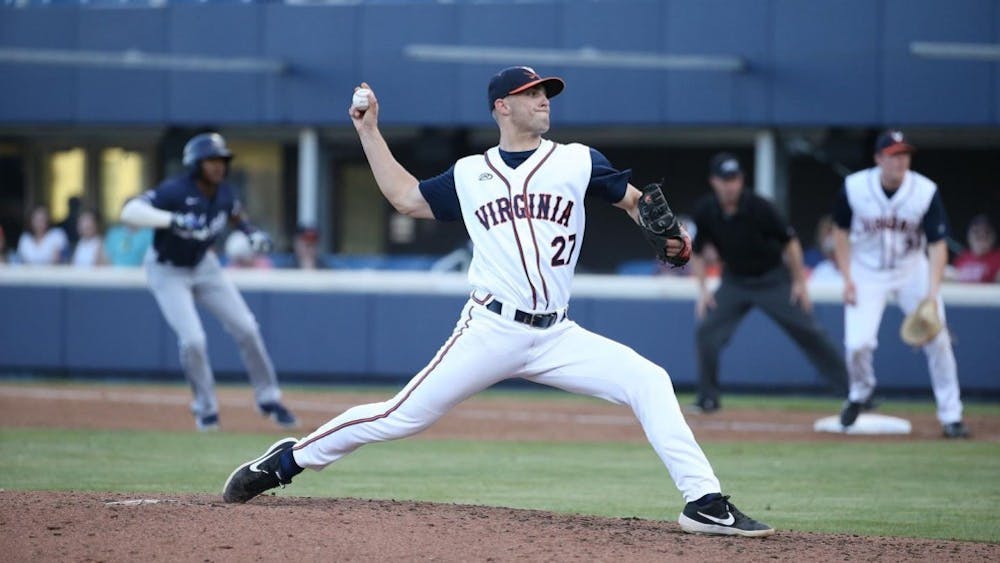 Senior right-hander Chesdin Harrington pitched a career-high five innings of relief without giving up a run in Virginia's loss Saturday.