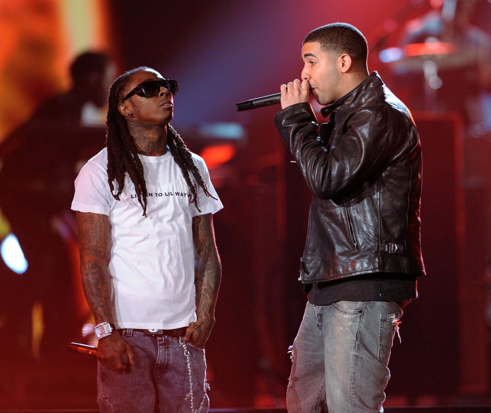 <p>"Family Feuds" freestyle format allows both Lil Wayne (left) and Drake (right) to highlight their greatest rap strengths and complement one another’s styles.</p>