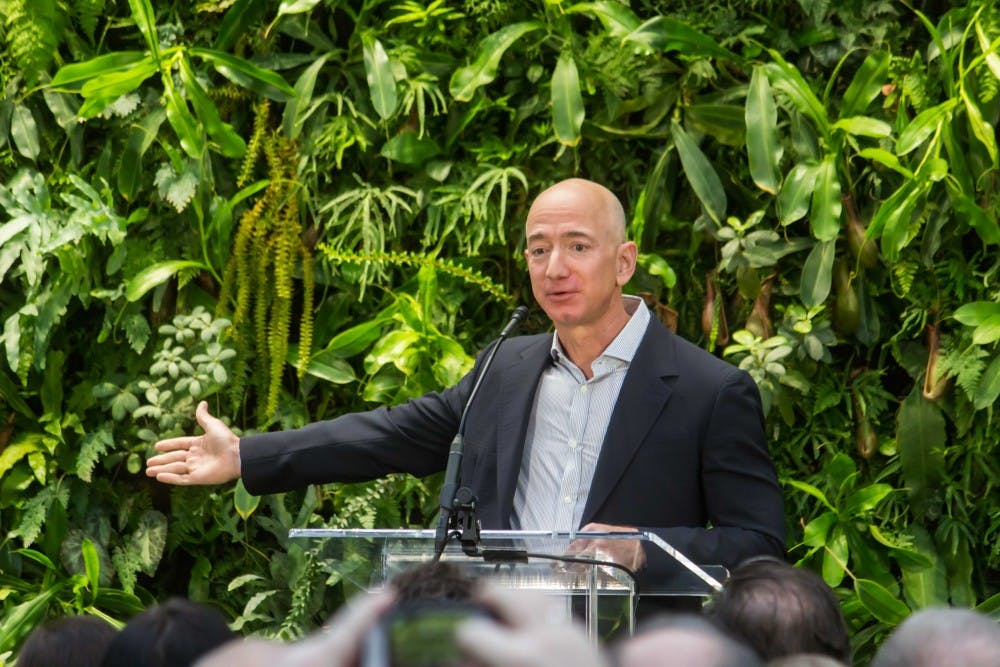 Amazon CEO Jeff Bezos announced new locations for Amazon headquarters, including New York and Virginia.
