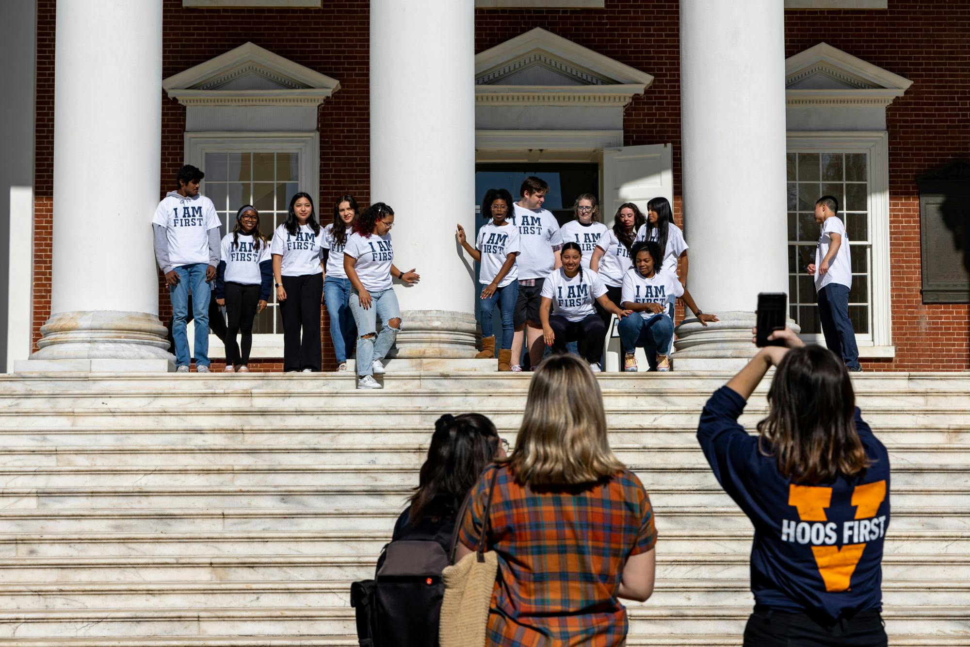 Hoos First Celebration week featured a number of events including a kickoff event Monday where students picked up T-shirts and water bottles before taking a community photo in front of the Rotunda. 