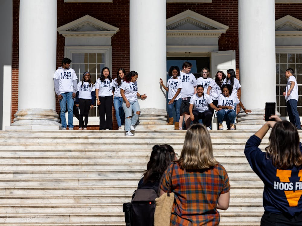 Hoos First Celebration week featured a number of events including a kickoff event Monday where students picked up T-shirts and water bottles before taking a community photo in front of the Rotunda.