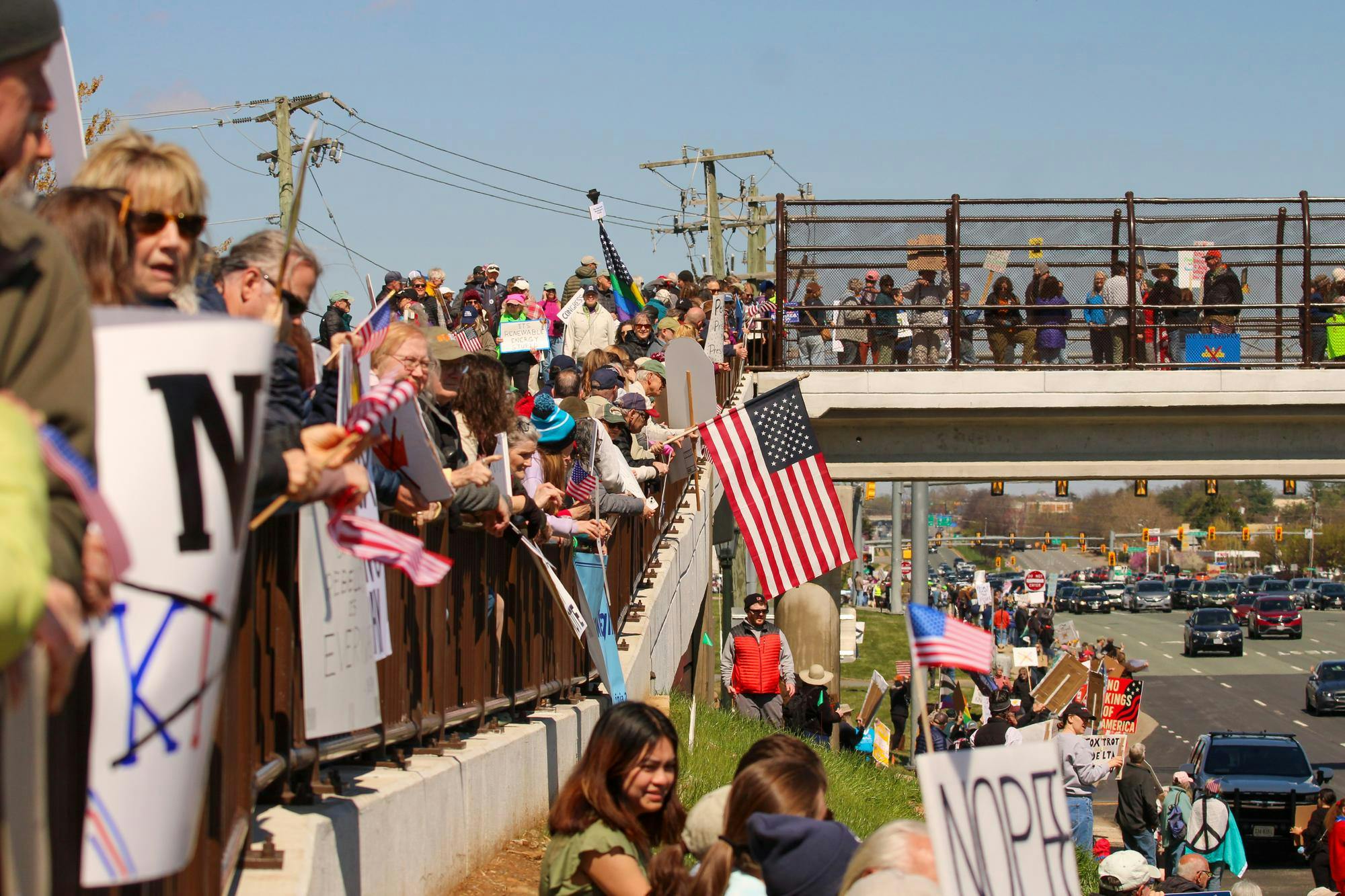 "No Kings" protest on Seminole Trail in Charlottesville, March 28, 2026.
