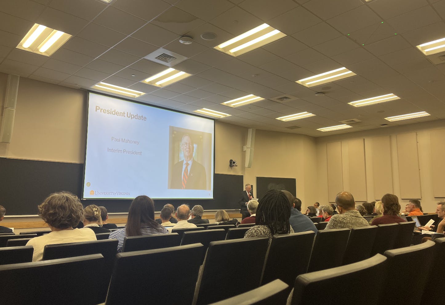 Interim University President Paul Mahoney speaks at a Faculty Senate meeting, photographed Nov. 14, 2025. 