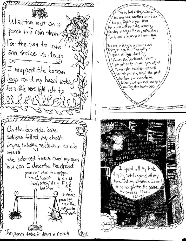 Alice Clair gave away miniature magazines at her show, an excerpt of which is pictured here.