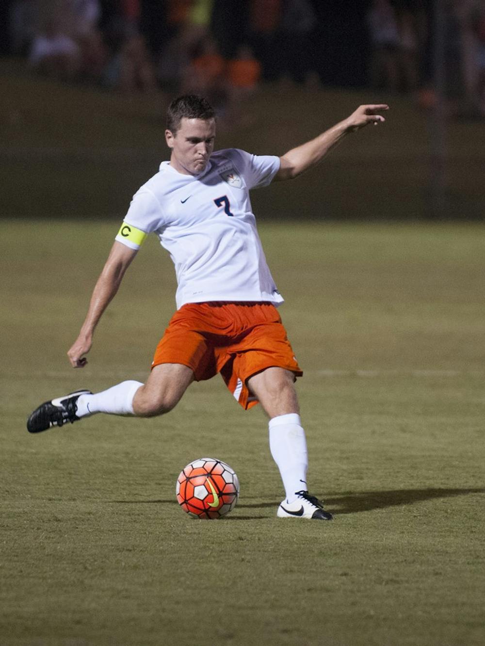 <p>Senior midfielder Todd Wharton and the Virginia men's soccer team battle Tulsa Friday night. The Golden Hurricane upset the Cavaliers last year in Oklahoma. </p>