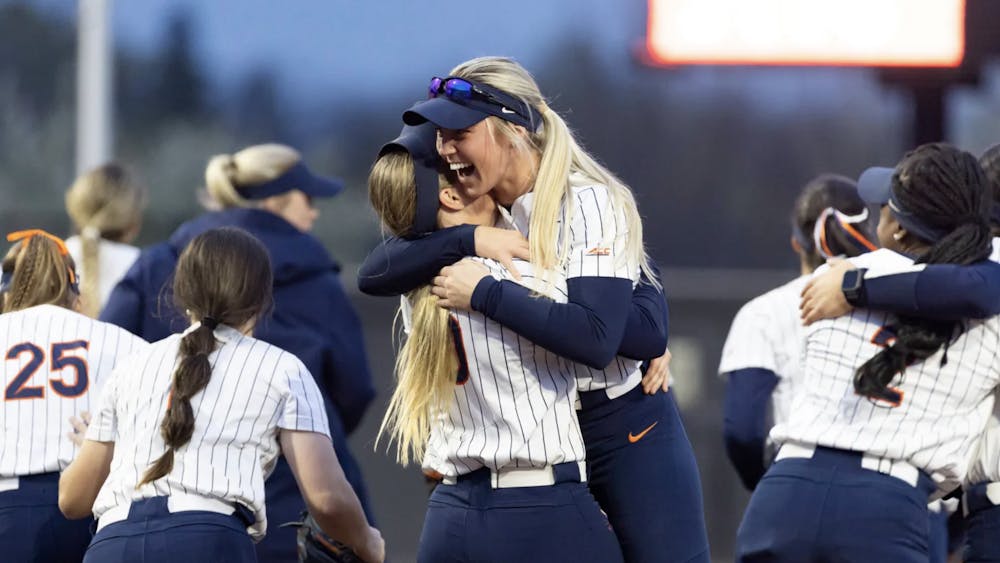 Virginia celebrates its first series victory over Clemson in program history.