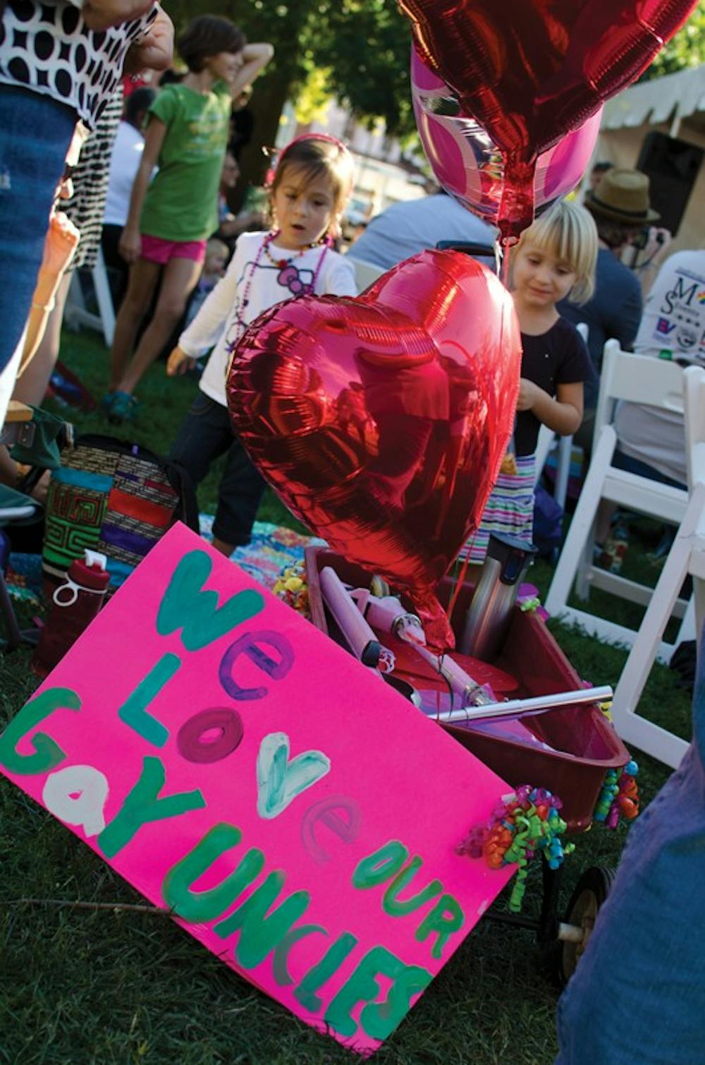 	<p>Hundreds of Charlottesville residents gathered in Lee Park Saturday to celebrate <span class="caps">LGBTQ</span> communities. The city’s first ever gay pride festival was organized by Cville Pride, a community network that organizes events to promote equality in the area. </p>