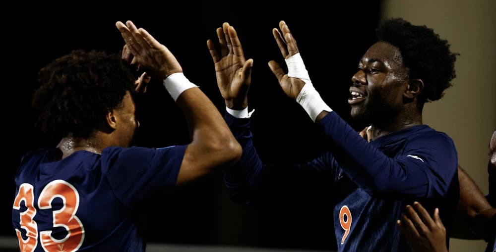 <p>Grant Howard and AJ Smith, two players recently returned from injury, celebrate after a goal.</p>