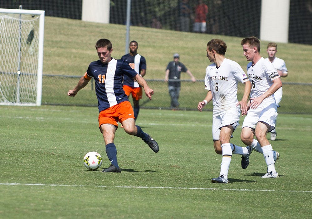 Senior midfielder Eric Bird netted the equalizer Sunday against No. 5 Notre Dame in the game's 68th minute.