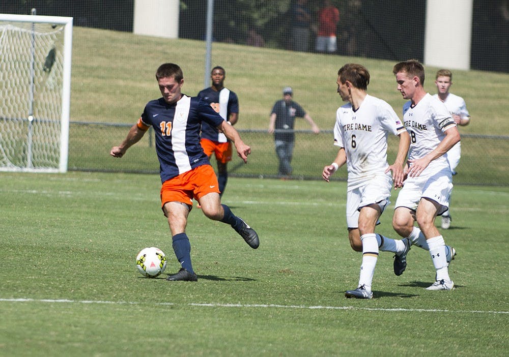 <p>Senior midfielder Eric Bird netted the equalizer Sunday against No. 5 Notre Dame in the game's 68th minute.</p>