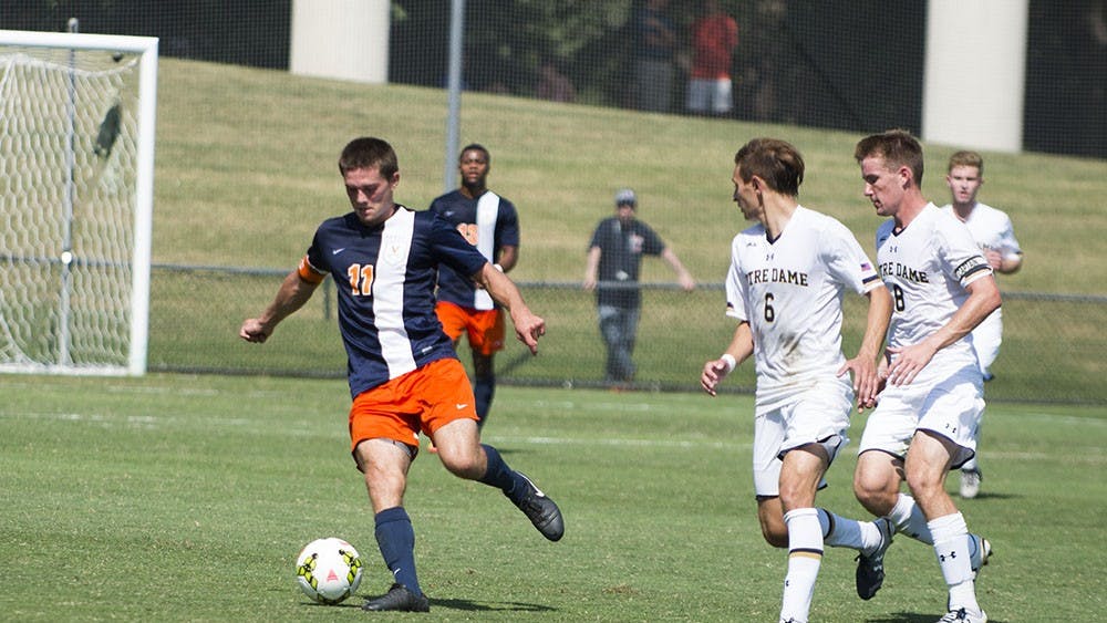 Senior midfielder Eric Bird netted the equalizer Sunday against No. 5 Notre Dame in the game's 68th minute.