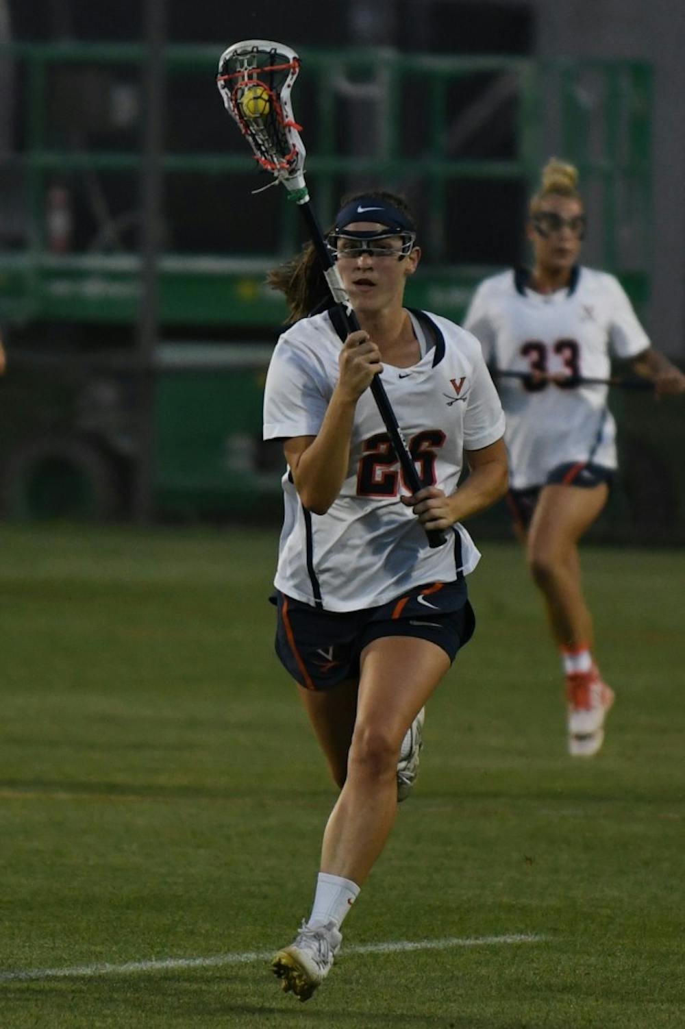 <p>Senior attacker Posey Valis led the Cavaliers with four goals in their 13-12 victory over Louisville.</p>