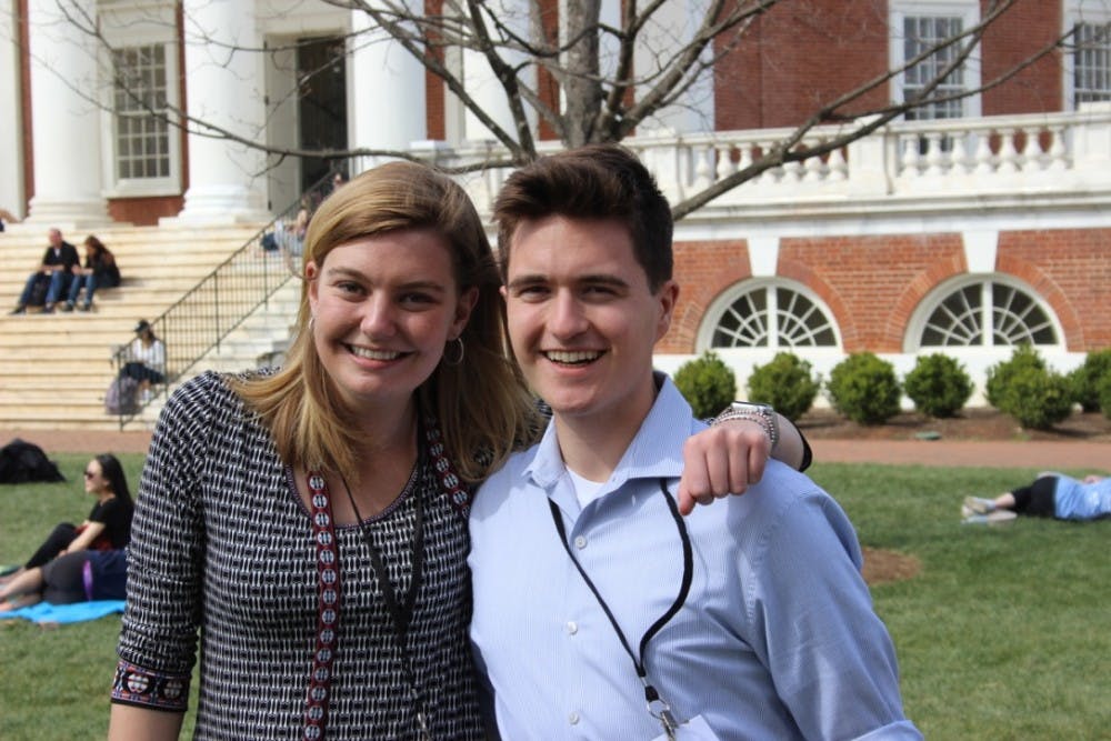 Mary Alice Kukoski (Left), a third-year College student and president emeritus of the University Democrats, and Jackson Samples, a third-year College student and recently-elected president of the organization.&nbsp;