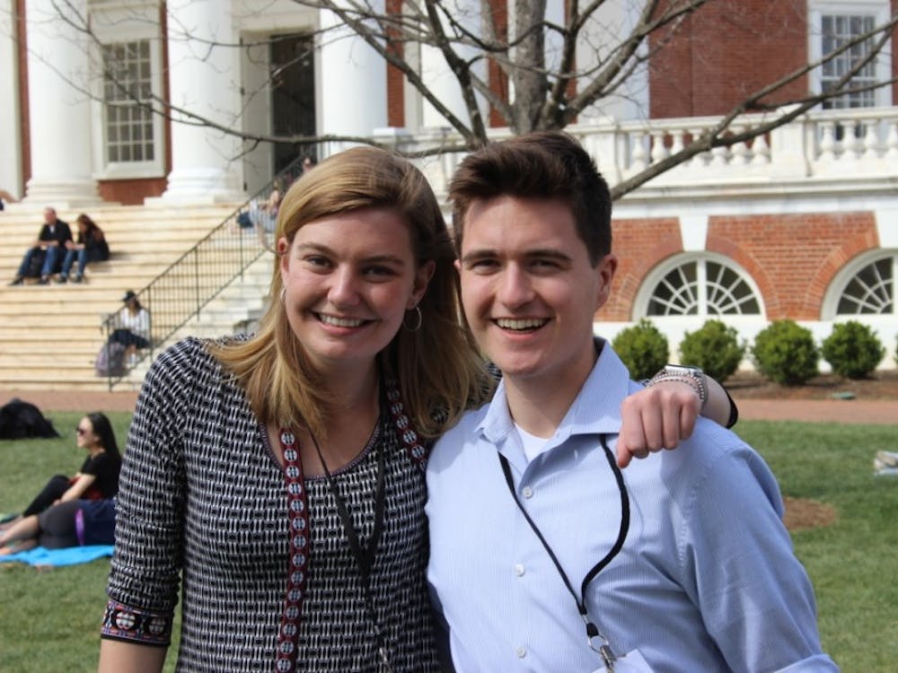 Mary Alice Kukoski (Left), a third-year College student and president emeritus of the University Democrats, and Jackson Samples, a third-year College student and recently-elected president of the organization.&nbsp;