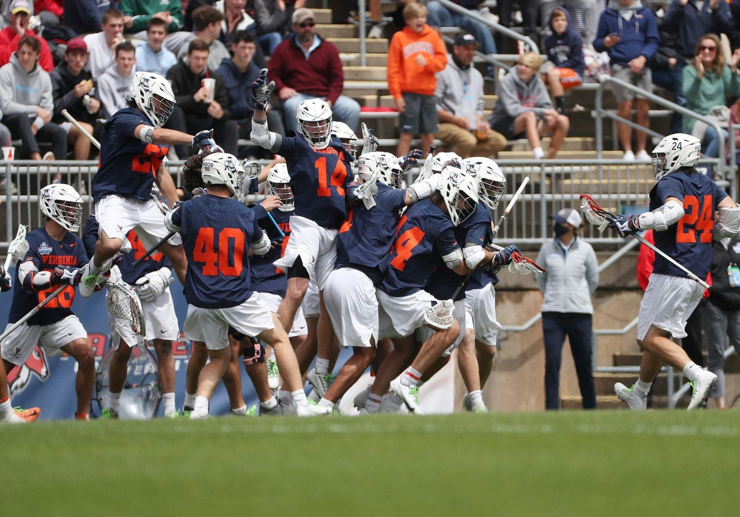 Virginia celebrates a goal during the team's National Championship win over Maryland last May.