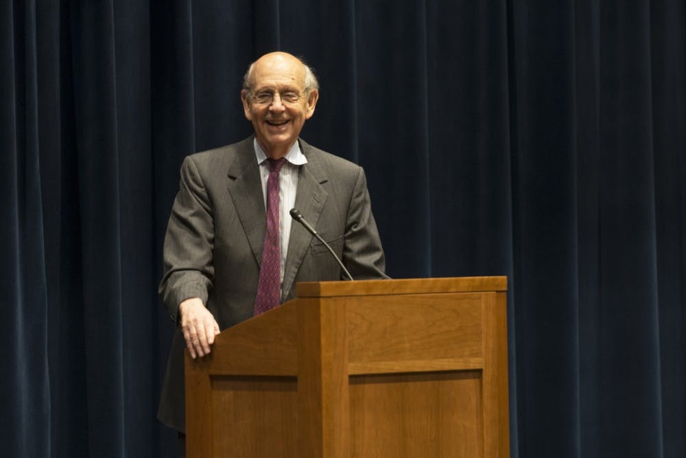 Justice Stephen Breyer answered questions from the crowd on the Supreme Court’s pivotal role in the American political system.