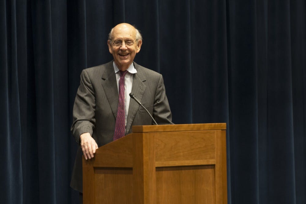 <p>Justice Stephen Breyer answered questions from the crowd on the Supreme Court’s pivotal role in the American political system.</p>