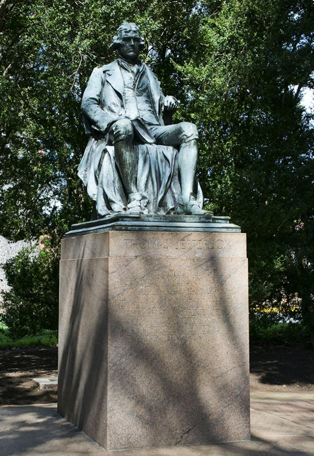 Students encounter representations of the University's founder everyday, whether it be walking past statues modeled after Jefferson or hearing his name mentioned in a class.