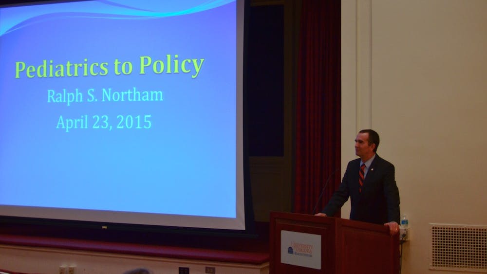 Lt. Gov. Ralph Northam addressed the pediatric department's Grand Rounds about the intersection of medicine and politics.