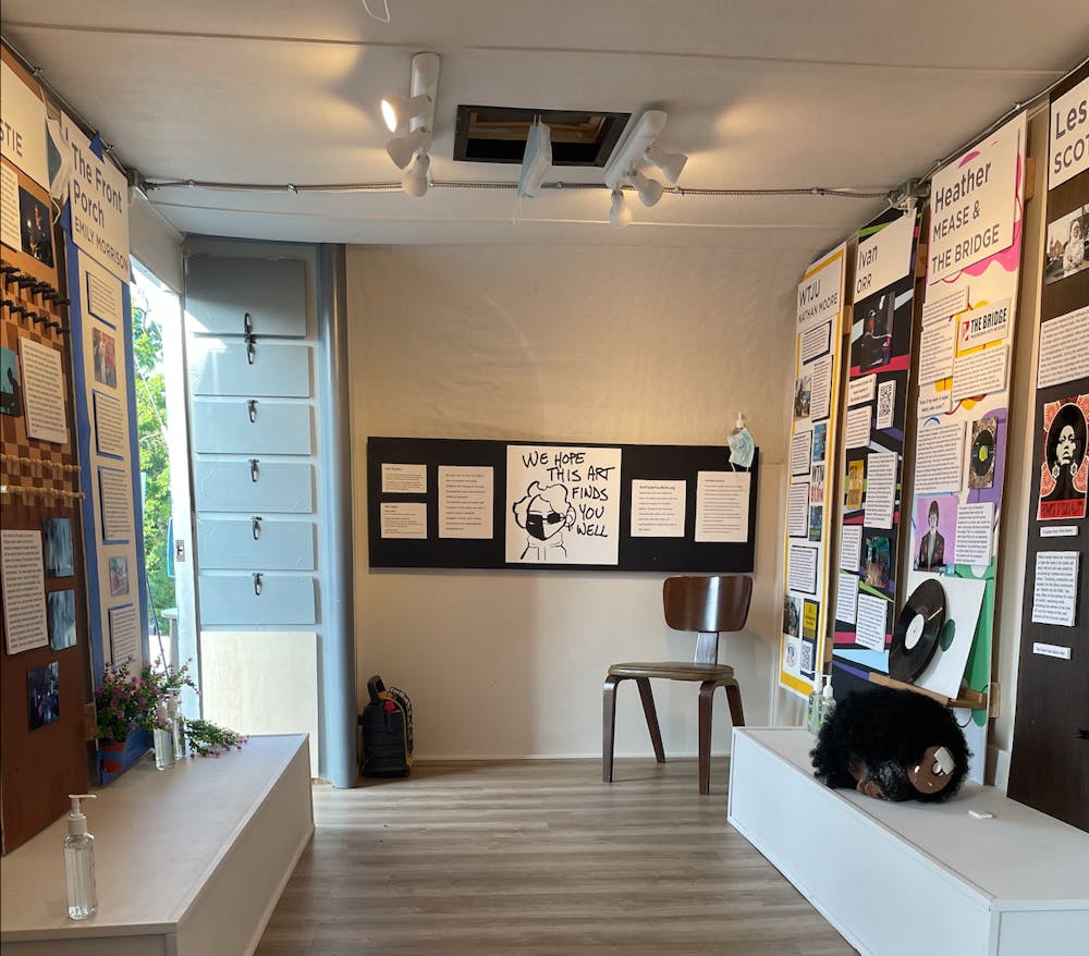 <p>The exhibition itself is packed into a refurbished antique camper made into a gallery, located behind the WTJU radio station on Ivy Road.</p>